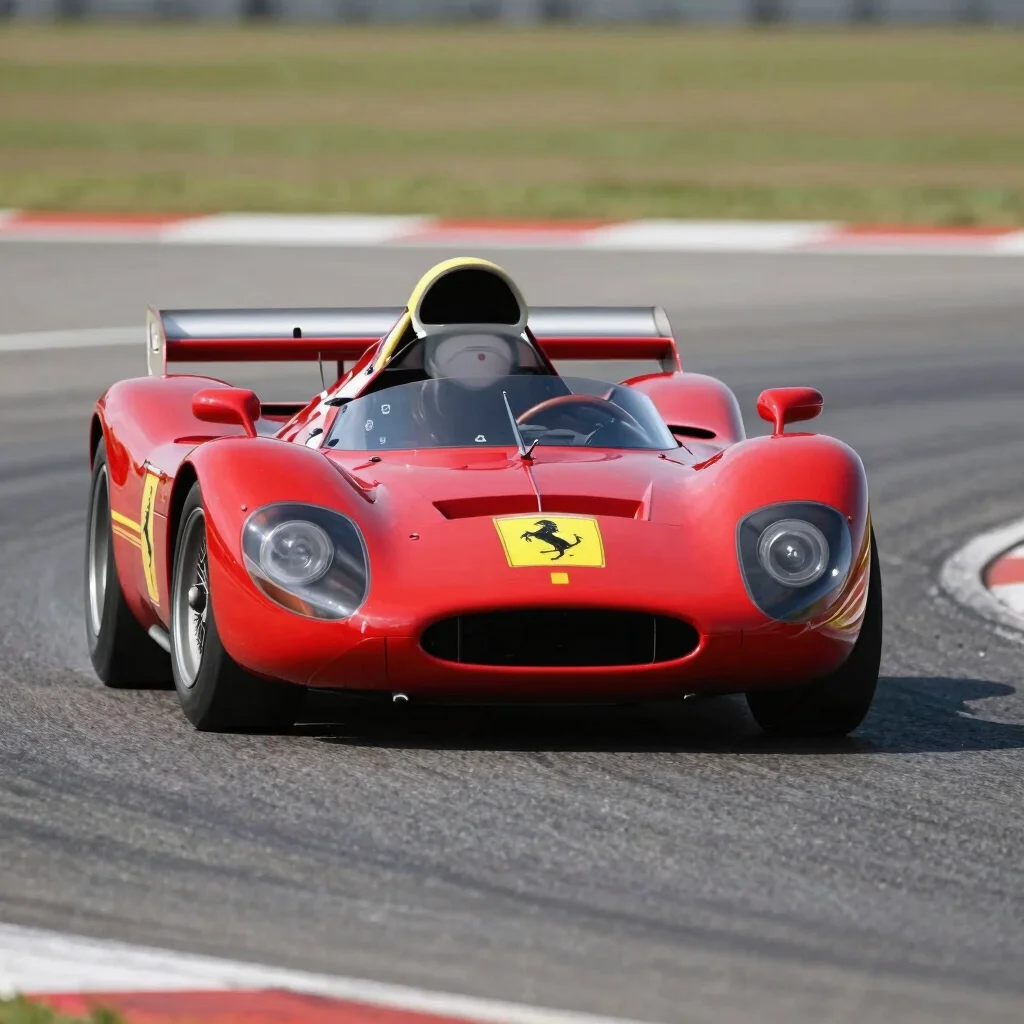 Ferrari 330 P4, detailed front view, clean daylight studio lighting, historic racing car.